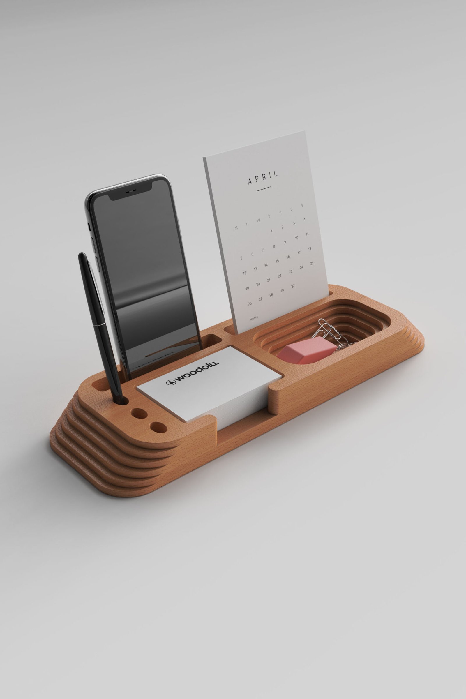 CW-33 Premium Ahşap Masa Takvimi - Geniş Organizer | Woodolu